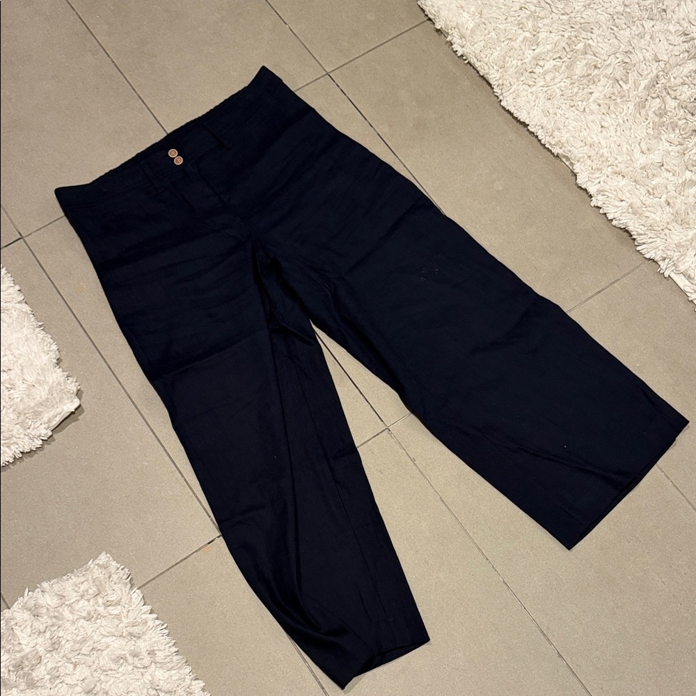 J. Jill Navy Linen Stretch Pants